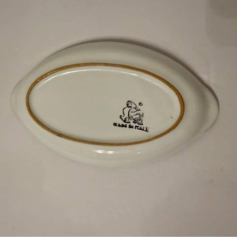 DERUTA CERAMICHE SMALL TRAY TRINKET DECOR ACCENT DINING CANDY WHITE PINK ITALY